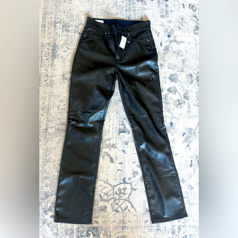 vegan leather straight ankle pants